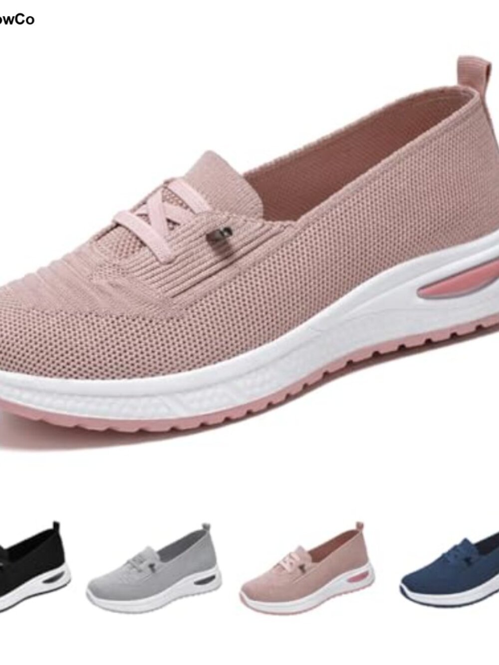 Women's Breathable Knit Slip-On Walking Shoes with Arch Support